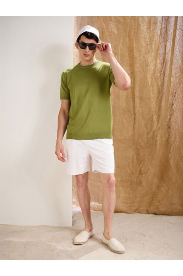 Olive Premium Knit Round Neck T-Shirt