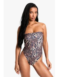 Swimwear Essentials Leopard Bandeau Swimsuit - brown - 1