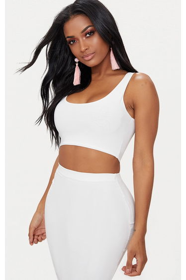 Shape White Slinky Square Neck Crop Top