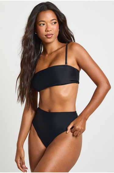 Essentials High Waist Bikini Bottom - black