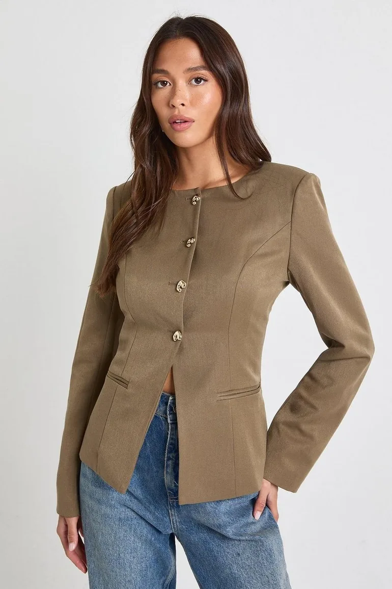 بليزر بحواف ذهبية - أخضر