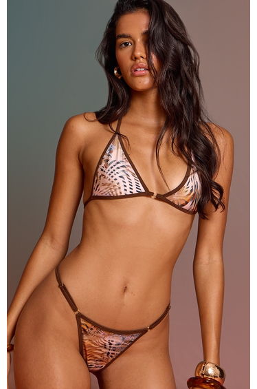 Multi Animal Print Thong Tanga Bikini Bottoms