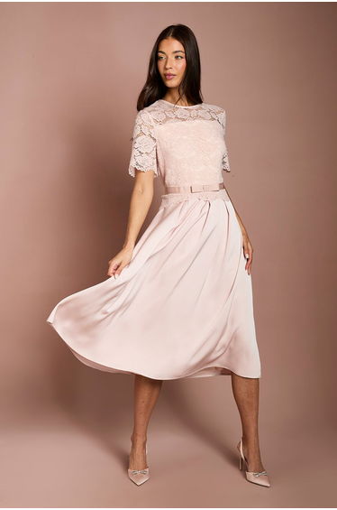 Lisa Tan Colour Block Full Skirt Midi Dress