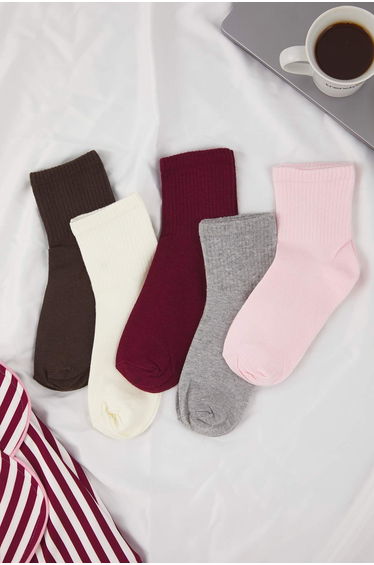 Gray-Multicolored 5-Pack Cotton Knitted Socks