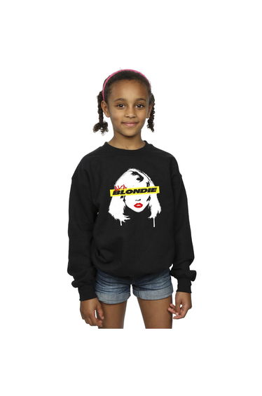 Blondie Girls Face Graffiti Sweatshirt - Black