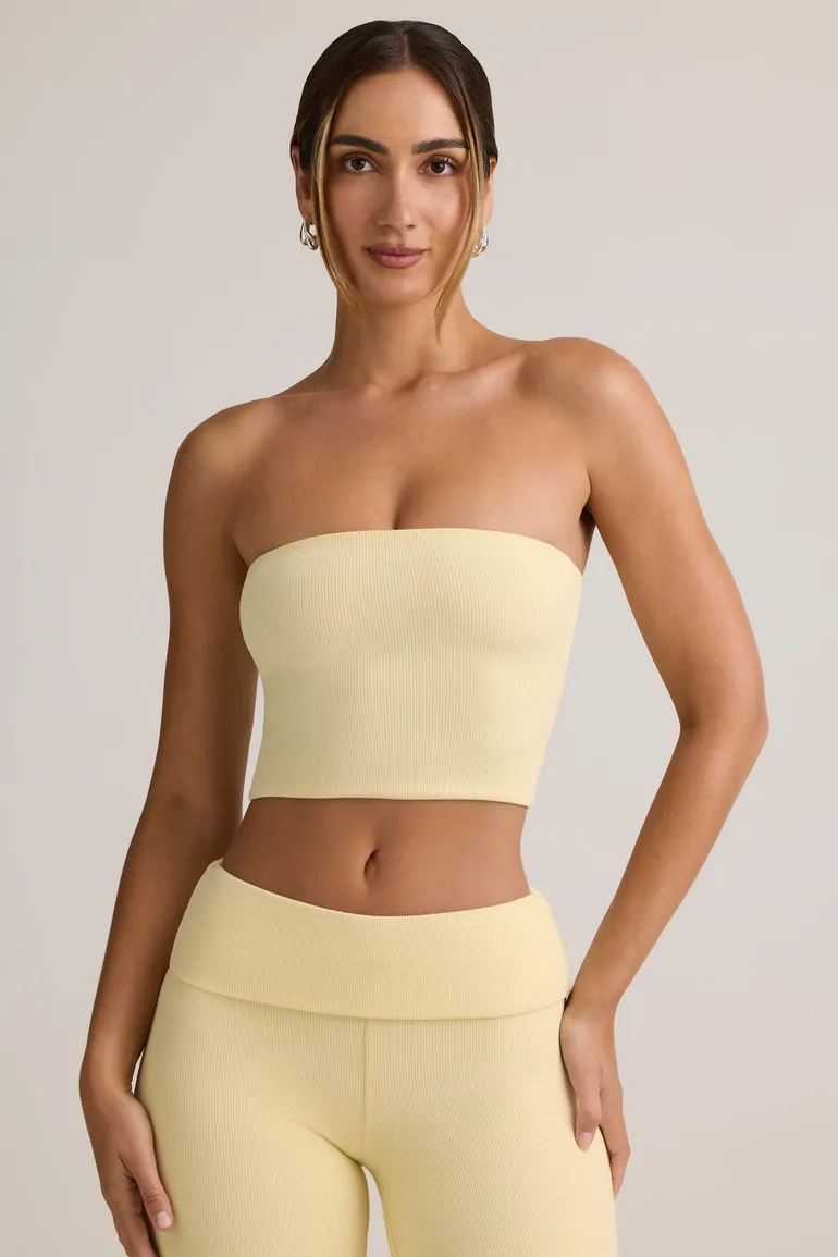 Modal Strapless Crop Top in ButterCream Yellow - 4