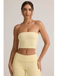 Modal Strapless Crop Top in ButterCream Yellow - 4