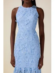 Lace Embroidered Sleeveless Midi Dress - 6