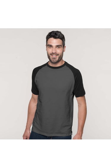 Kariban Mens Short Sleeve Baseball T-Shirt - Slate Grey/Black