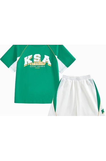 Unisex Two-Piece Set - T-Shirt And Shorts With Contrast Details