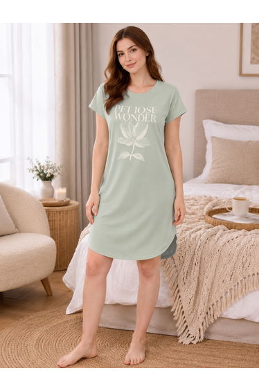 Blue Graphic Print Sleep T-Shirt Dress