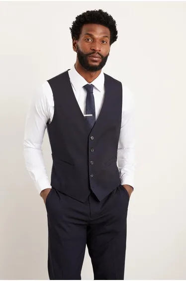 Slim Fit Navy Essential Waistcoat