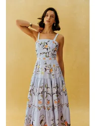 Garden Escape Purple Floral Print Spaghetti Strap Maxi Dress - 5