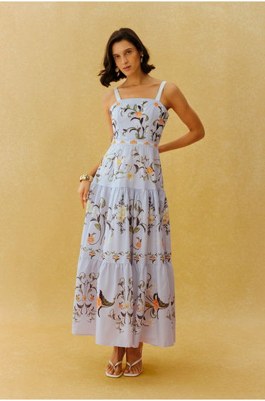Garden Escape Purple Floral Print Spaghetti Strap Maxi Dress
