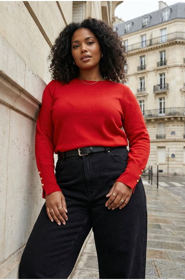 Red mercerized premium yarn / special yarn basic knitwear sweater