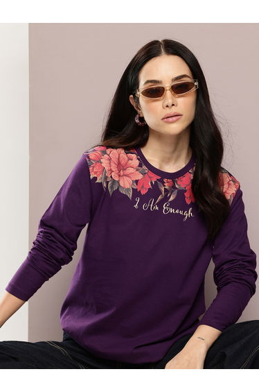 Women Oversized Long Sleeve Printed T-Shirt