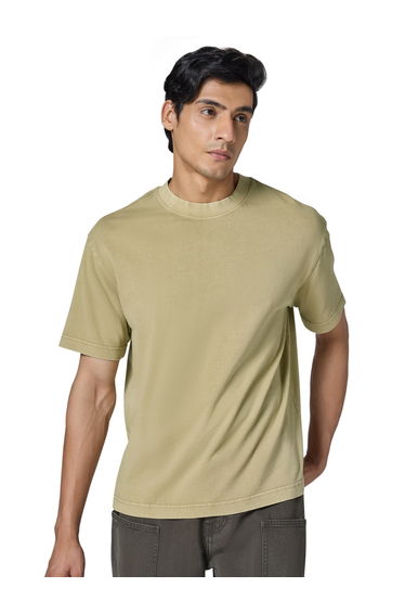 Men Relaxed Fit Acid Wash Cotton T-Shirt