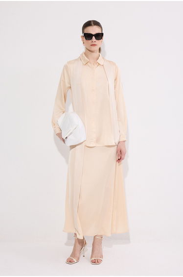 SATIN SHIRT AND SKIRT SET