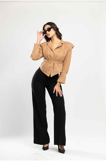 SAHARA SCULPTED CREAMY BEIGE SUEDE-LOOK JACKET