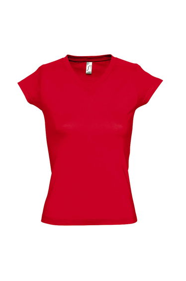 SOLs Womens/Ladies Moon V Neck Short Sleeve T-Shirt - Red
