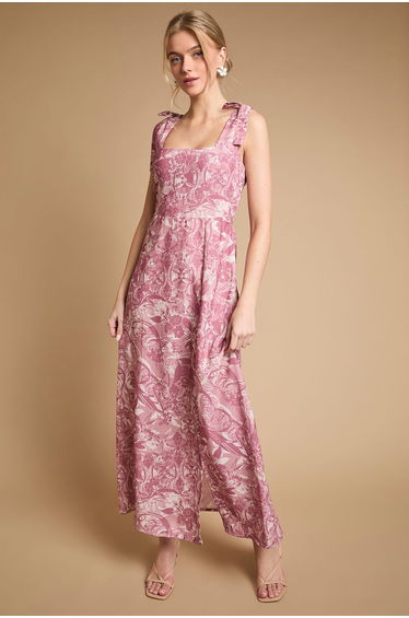 Petite Floral Tie Shoulder Midaxi Dress