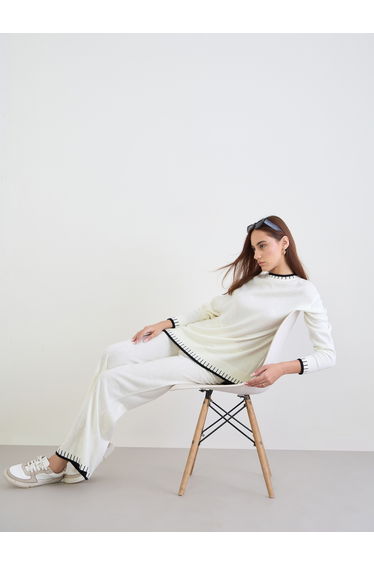 Contrast Trim Knitted Sweater and Joggers Co-ords