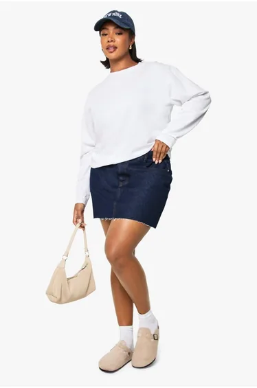 Plus Denim Mini Skirt - indigo