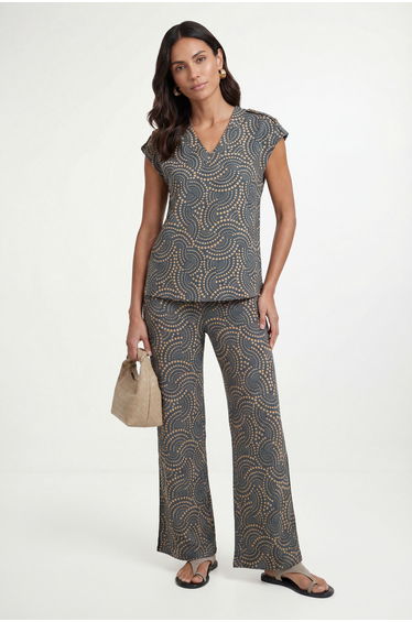 Spot Jersey V Neck Button Shoulder Tank Top