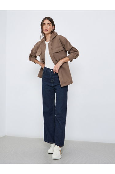 Brown Longline Hooded Shacket