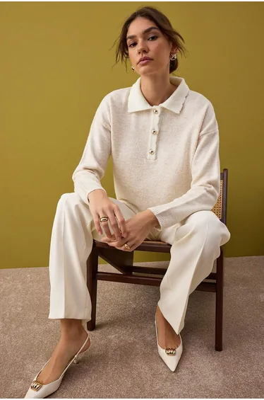 Stone Soft Texture Wide Pattern Knitwear Sweater