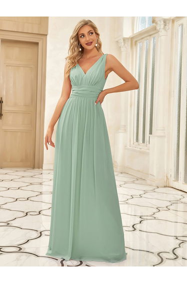 ever HUSH|Chiffon Empire Waist Sleeveless Pleated Bridesmaid Dress