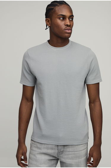 Slim Fit Waffle T-Shirt - grey