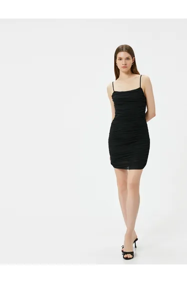 Draped Mini Dress with Thin Straps