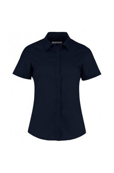 Kustom Kit Womens/Ladies Short Sleeve Tailored Poplin Shirt - Dark Navy