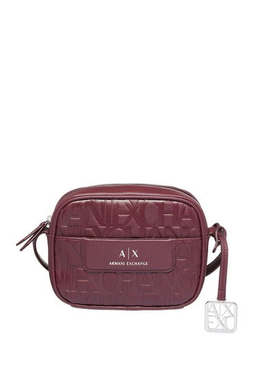 Liz EmbossedAll Over Camera Bag Burgundy