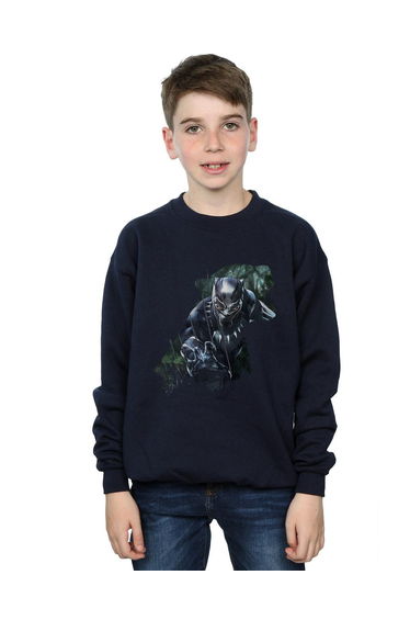 Black Panther Boys Wild Silhouette Cotton Sweatshirt - Navy Blue