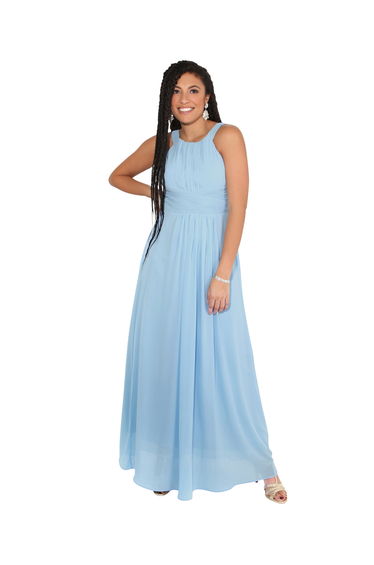 Pleated Front Chiffon Maxi Dress