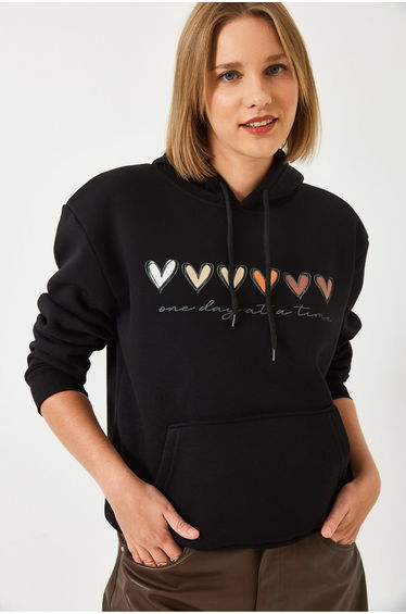 LUCCI Hooded Cotton Motto Hoodie with Pocket