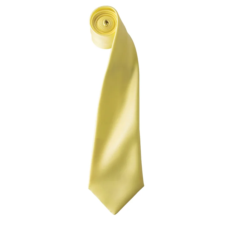 Premier Mens Plain Satin Tie (Narrow Blade) - Lemon