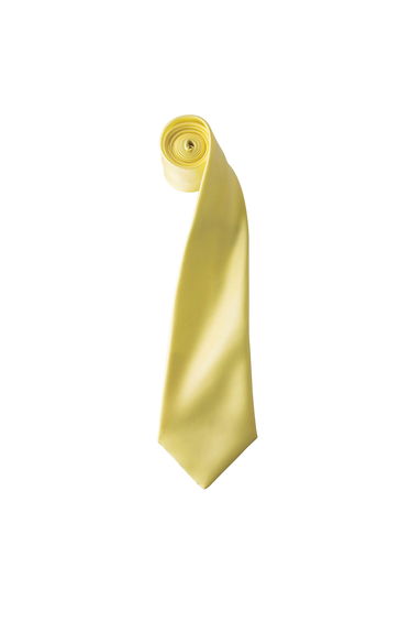 Premier Mens Plain Satin Tie (Narrow Blade) - Lemon