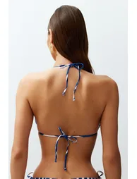 Animal Patterned Bikini Top with Triangle Accessories - 6
