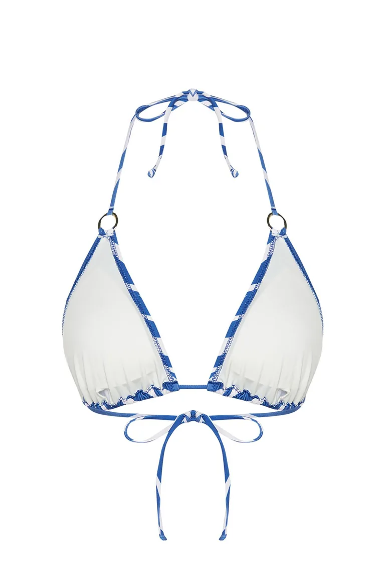 Animal Patterned Bikini Top with Triangle Accessories - 7