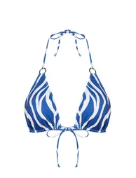 Animal Patterned Bikini Top with Triangle Accessories - 3