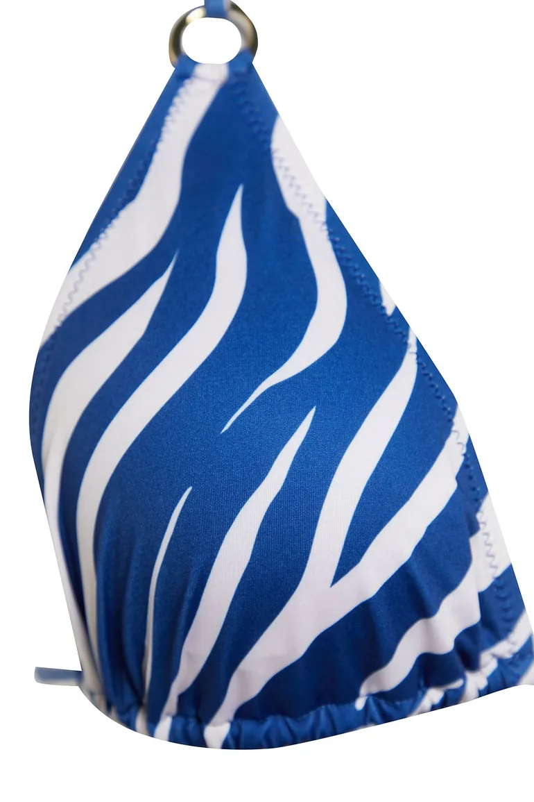 Animal Patterned Bikini Top with Triangle Accessories - 4