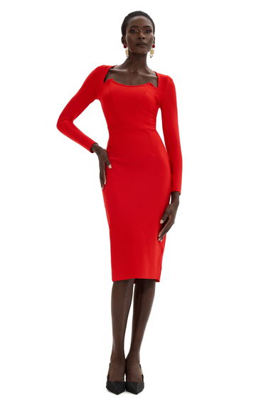 Fabienne Jersey Midi Dress in Red