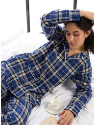 Cotton Checked Lounge Shirt and Pants Set - 1