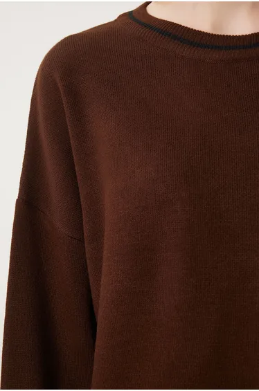 Women's Brown Basic Knitwear Sweater