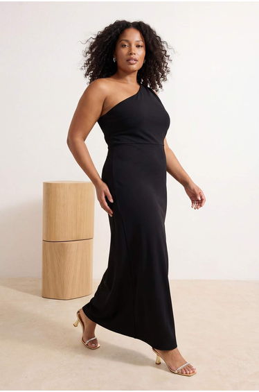 Black Bodycon Single Sleeve Knitted Long Plus Size Evening Dress