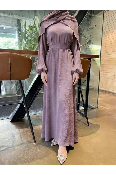 Lilac Textured Balloon Sleeve Maxi Dress