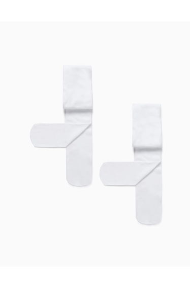 Pack of 2 40Den Microfiber Tights for Girls, White